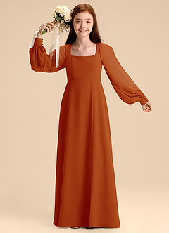 Azazie Bondi Junior Abito A-Line in Chiffon Blusa Paprika image7