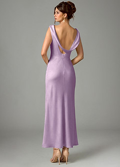 Azazie Kieryn Bridesmaid Dresses Frosted Lilac Mermaid Pleated Stretch Satin Dress image5