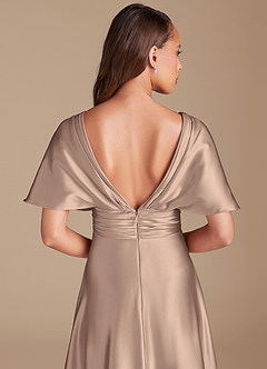 Azazie Pamela Bridesmaid Dresses Taupe A-Line Pleated Metallic Satin Dress image7