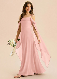 Azazie Moana Junior Linia A Pofałdowany Szyfon Długość podłogi Młodsza druhna Sukienka image2