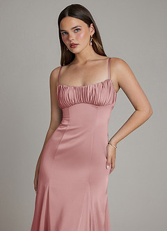 Azazie Avira Suknie dla druhen Syrena Satyna elastyczna Do ziemi Sukienka image3