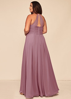 Azazie Ginger Bridesmaid Dresses Vintage Mauve A-Line Halter Pleated Chiffon Dress image10