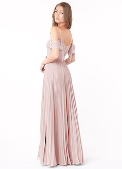 Azazie Lyney Bridesmaid Dresses Blushing Pink A-Line Off the Shoulder Chiffon Dress image4