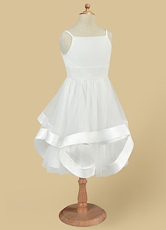 Azazie Anya Flower Girl Dresses Diamond White A-Line Spaghetti Strap Tulle Dress image7