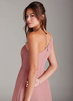 Azazie Brooke Bridesmaid Dresses Dusty Rose A-Line One Shoulder Chiffon Dress image2