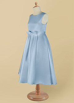Azazie Coco Flower Girl Dresses Powder Blue A-Line Bow Matte Satin Dress image10