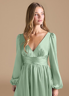 Azazie Norah Final Sale Auburn A-Line Metallic Satin Dress image6