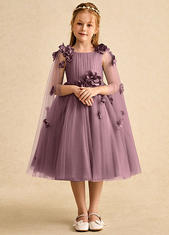 Azazie Staria Robe Demoiselle D'honneur Fillette Robe Princesse en Tulle Rayé Mauve Vintage image1