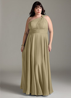 Azazie Charlize Bridesmaid Dresses Moss Green A-Line One Shoulder Chiffon Dress image7