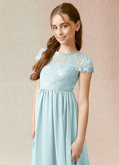 Azazie Delevingne Junior Robe Trapèze en Mousseline de soie Dentelle Brume image4