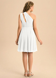 Azazie Charlize Junior White A-Line Pleated Chiffon Dress image2