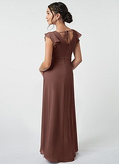 Azazie Claudine Junior Espresso A-Line Pleated Chiffon Dress image4