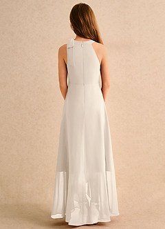 Azazie Boop Girls Formal Flower Girl Dresses White Alabaster A-Line Bow Chiffon Dress image2