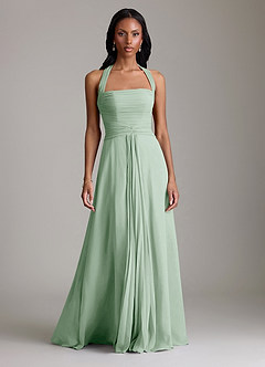 Azazie Clarisa Bridesmaid Dresses Agave A-Line Pleated Chiffon Dress image5