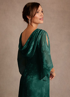 Azazie Anaheim Klänningar till brudens mor Klä Tubklänning i Blommig Utbrändhet Plisserad Tallgrön image6