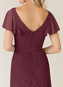Azazie Knox Mère de la mariée Robes Robe Trapèze en Mousseline de soie Col en V Cabernet image6