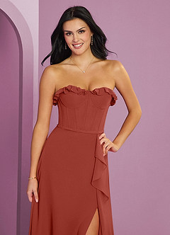 Barbie ♥ Azazie Bridesmaid Dresses Terracotta A-Line Sweetheart Neckline Chiffon Dress image6