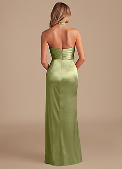 Azazie Jemma Bridesmaid Dresses Pistachio Sheath Pleated Metallic Satin Dress image7