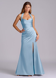 Azazie Destiny At-home Try On Dresses Sangria Mermaid Sweetheart Neckline Stretch Satin Dress image6