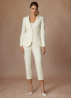 front Charlotte Ivory Refined Weave Dress Pants
