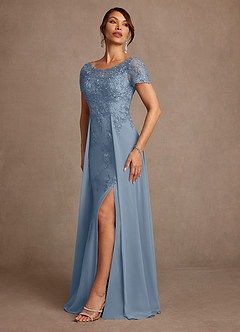 Azazie Alva Mère de la mariée Robes Robe Trapèze en Dentelle Bleu Poussiéreux image5