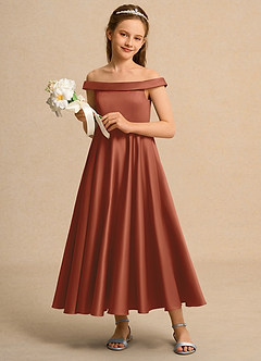 Azazie Teeny Junior Formal Flower Girl Klänningar Klä A-Line i Matt satäng Plisserad image4