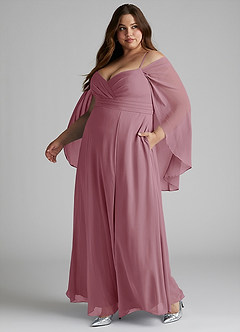 Azazie Cienna Bridesmaid Dresses Vintage Mauve A-Line Off the Shoulder Chiffon Dress image10