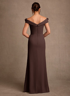 Azazie Jettie Mother of the Bride Dresses Ganache Sheath Pleated Chiffon Dress image3