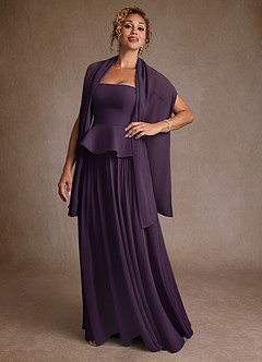 Azazie Josabeth Moeder van de bruid jurken A-Lijn Jurk van Chiffon Geplooid Pruim image2