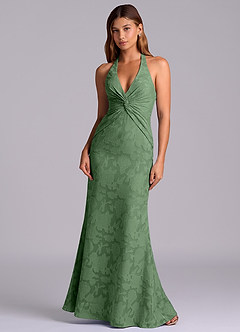 Azazie Valerie Jurken voor bruidsmeisjes Jurk van Bloemen Burn-out met Zeemeermin Geplooid Eucalyptus image3