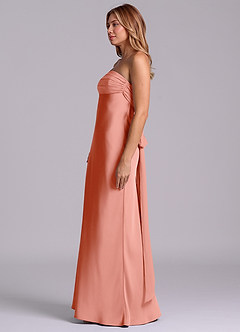 Azazie Ailanie Brudtärnklänningar Klä av Tubklänning i Stretch Satin Axelbandslös Korall image6