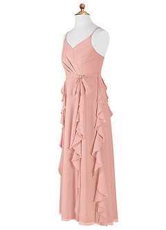 Azazie Peyton Junior Rosette A-Line V-Neck Cascading Ruffles Chiffon Dress image10