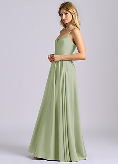 Azazie Truce Bridesmaid Dresses Dusty Sage A-Line Stretch Satin Dress image5