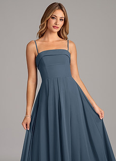 Azazie Lucienne Jurken voor bruidsmeisjes Converteerbaar Jurk van Chiffon met A-lijn Strapless Neptunus image7