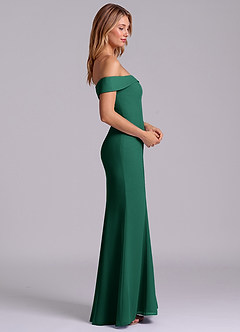 Azazie Luciana Bridesmaid Dresses Emerald Sheath Off the Shoulder Chiffon Convertible Dress image6