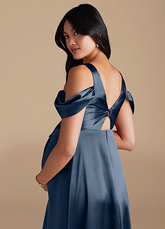 Azazie Rhea Abiti da damigella d'onore premaman Abito A-Line Plissettato Raso Metallizzato Floor-Length image4