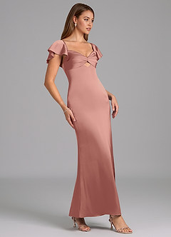 Azazie Demia Bridesmaid Dresses Rosette Sheath Sweetheart Neckline Stretch Satin Dress image3