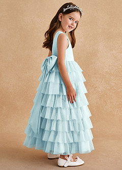 Azazie Twinkle Toes vestidos de niña de las flores Vestido de Vidrio Marino de Tul de Corte En A con Lazo image5