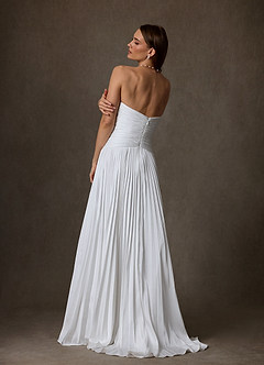 Azazie Liora Vestidos de novia Vestido de Diamante Blanco de Satén Elástico de Corte en A con Sin tirantes image2