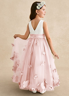 Azazie Vi Flower Girl Dresses Blushing Pink A-Line Sleeveless Tulle Dress image1