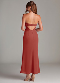 Azazie Leonis Brautjungfernkleider Wandelbar Meerjungfrau-Linie Schulterfrei Chiffon Kleid Terrakotta image5