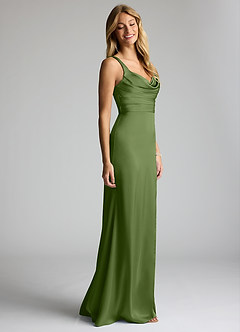 Azazie Elida Bridesmaid Dresses Juniper Sheath Pleated Stretch Satin Dress image3