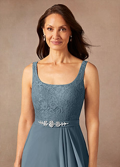Azazie Ainsling Mother of the Bride Dresses Twilight A-Line Square Neckline Lace Chiffon Dress image10