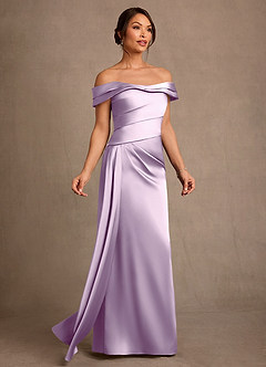 Azazie Beah Mère de la mariée Robes Robe Fourreau en Satin extensible Épaule décolletée Frostiges Flieder image2