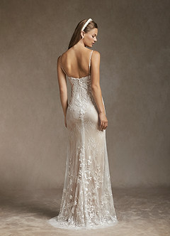 Azazie Sade Wedding Dresses Diamond White Nude Mermaid Sequins Tulle Dress image2