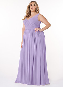 Azazie Keyla Bridesmaid Dresses Lilac A-Line V-Neck Pleated Chiffon Dress image8