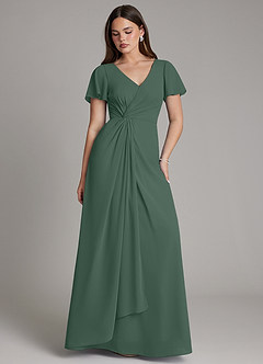 Azazie Kaya Final Sale Sea Moss A-Line Pleated Chiffon Dress image1