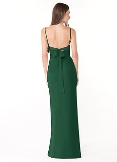 Azazie Mai Abiti da Damigella Abito Tubino in Chiffon Plissettato Verde Scuro image2