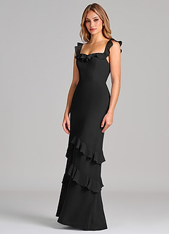 Azazie Marilynn 신부 들러리 드레스 인어 오프 더 숄더 쉬폰 바닥 길이 드레스 image7