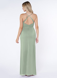 Azazie Kalea Vente finale Robe Sirène en Maille Plissée Vert Sauge image2